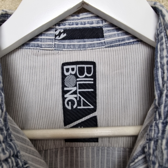 Vintage Billabong Shirt Mens Size Medium Long Sleeve Button Up Stripe Blue White - Picture 3 of 10
